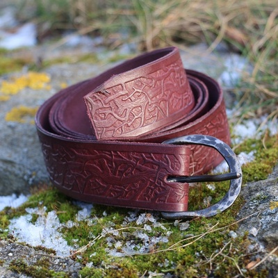 Drakkaria KOŘENY kožený opasek cognac P34746