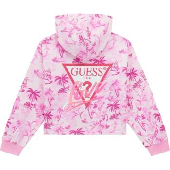 GUESS Суичър за момиче Oversize с качулка и цип с цикламени палми Guess
