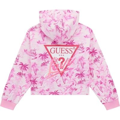 GUESS Суичър за момиче Oversize с качулка и цип с цикламени палми Guess