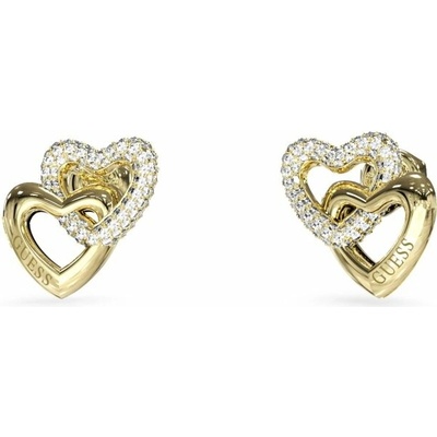 Guess Srdcové pozlacené náušnice s krystaly Beloved JUBE06015JWYGT/U