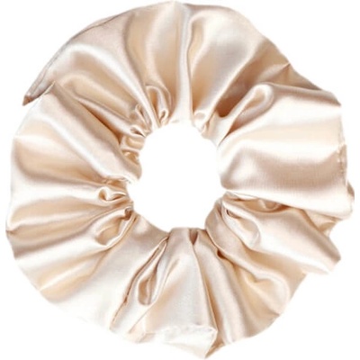 MURU Veľká Saténová Scrunchie gumička - Krémová Champagne Lesklá