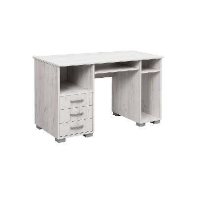 Компютърно бюро с плот за клавиатура и чекмеджета ana 3f снежен дъб