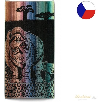 Veba ručník Zara Africké léto nosorožec 55 x 100 cm