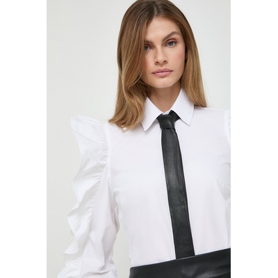 KARL LAGERFELD Памучна риза Karl Lagerfeld дамска в бяло със стандартна кройка с класическа яка (240W1613)