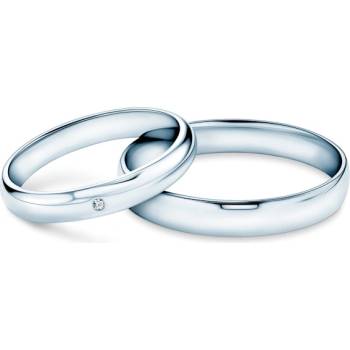 SAVICKI Брачни халки Fairytale: бяло злато, лабораторни диаманти, полукръгли, 3 мм и 4 мм