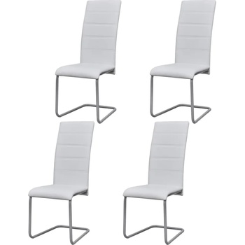 vidaXL Конзолни трапезни столове, 4 бр, бели, изкуствена кожа (242288)