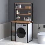 TopMebel Berkus TopMebel шкаф за пералня от метал и меламин в цвят бор и дъб 90x60x178cm