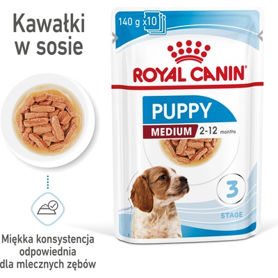 Royal Canin Medium Puppy 10x140g мокра храна в сос за кученца до 12 месеца, средни породи