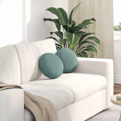 vidaXL Възглавници за седалки 2 pcs Морско зелено Ø30 x 13 см Кадифе (42014110)