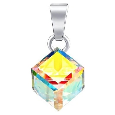 SILVEGO Stříbrný přívěsek kostka se Swarovski Crystals AB VSW4841P8AB