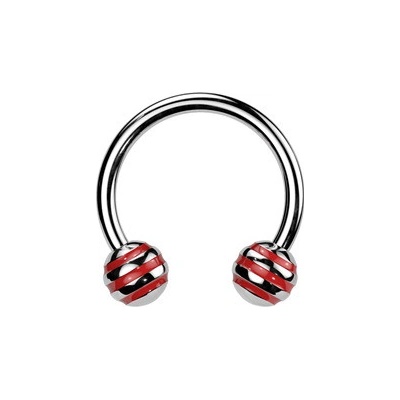 Šperky4U piercing podkova červené proužky PV01013