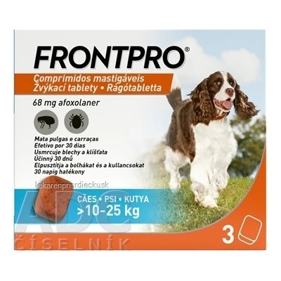 Frontpro 68 mg žuvacie tablety pre psy 10 - 25 kg 1 x 3 ks