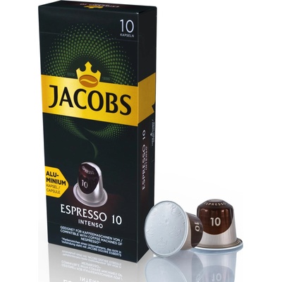 Douwe Egberts JACOBS Espresso Intenso Intensity 10 - 10 алуминиеви капсули, съвместими с кафе машини Nespresso®*