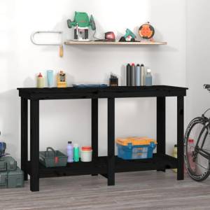 HABA Работна пейка черна 140x50x80 см борово дърво масив (V822510)