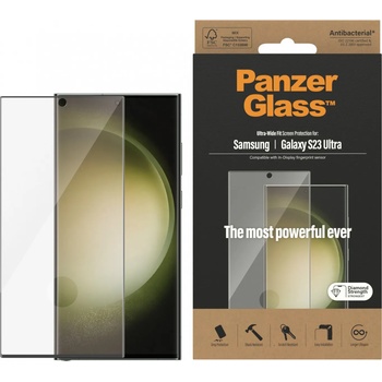 Panzer Стъклен протектор PanzerGlass за Samsung Galaxy S23 Ultra FingerPrint, CaseFriendly, AntiBacterial - Черен