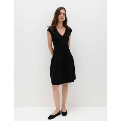 Marks & Spencer Джърси кръгла мини рокля с понижен пояс и V деколте Marks & Spencer черна Marks & Spencer | Cheren | ЖЕНИ | 22 REG