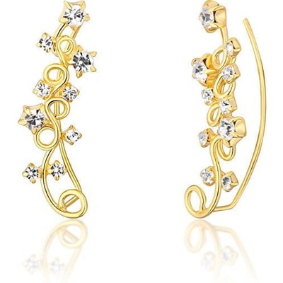 JwL Luxury Pearls nádherné pozlátené pozdĺžne náušnice s kryštálmi JL0740