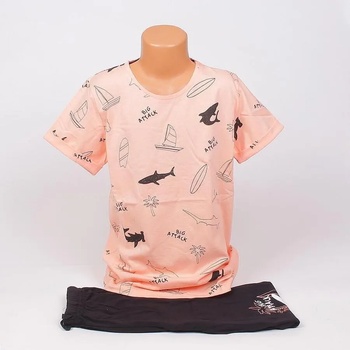 Image 1 of Детско-юношеска пижама в цвят светла праскова и черно