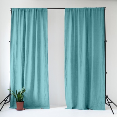 Linen Tales Тюркоазено ленено перде 140x200 cm Coastal Blue - Linen Tales (LT-CURTNTU-140x200-CB)