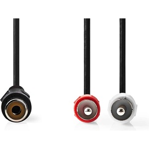 Nedis Недис CAGB24020BK02 стерео аудиокабел, 1x RCA гнездо - 2x RCA щепсел, 0, 20 м (CAGB24020BK02)