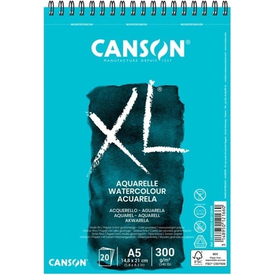 Canson Skicák na mokré techniky XL Aquarelle s kroužkovou vazbou 300g m2 20ks A5