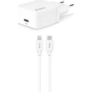 Ttec Зарядно устройство SmartCharger PD SmartCharger Travel Charger, 20W + 2DK40 Type-C to Lightning Cable, Бяло