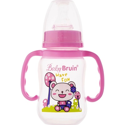 Baby Bruin dojčenská fľaša bez BPA s úchytkami ružová 125 ml