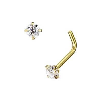 Šperky4U zlacený piercing do nosu čirý kamínek N0066-GDC