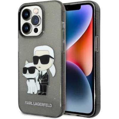 KARL LAGERFELD Кейс Karl Lagerfeld KLHCP14LHNKCTGK за iPhone 14 Pro 6.1"", черен / черен, твърд, Gliter Karl&Choupette