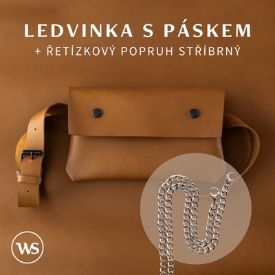 Wood Style s páskem + řetízkový popruh stříbrný Hnědá