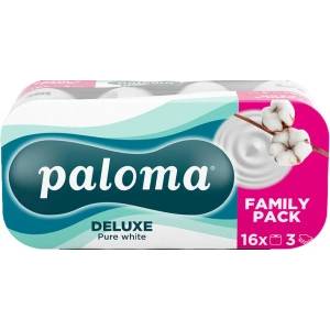 Paloma Тоалетна хартия Paloma 3-слойна, чисто бяла, 16 ролки