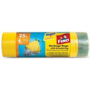 FINO Кошчета за боклук, самозатварящи се, 25 л, 20 бр. , 50x55 см, 12 , FINO "Perfect Close", жълто 8571051270 (8571051270)