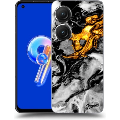 Púzdro Picasee silikónové Asus Zenfone 9 - Black Gold 2 čiré