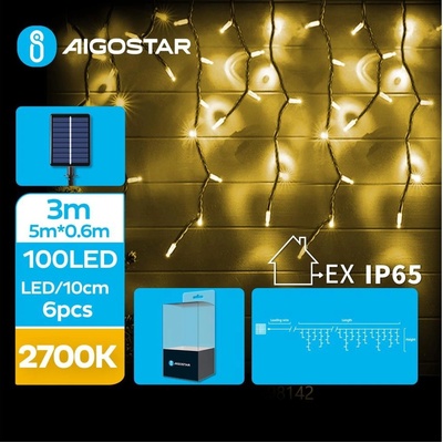 Aigostar LED Solární vánoční řetěz 100xLED/8 funkcí 8x0,6m IP65 teplá bílá | AI0436