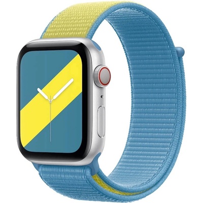 Apple Оригинална текстилна каишка за Apple Watch 38мм, 40мм, 41мм, 42мм (2024) - Apple Sweden Sport Loop (син-жълт) (mj573zm/a)