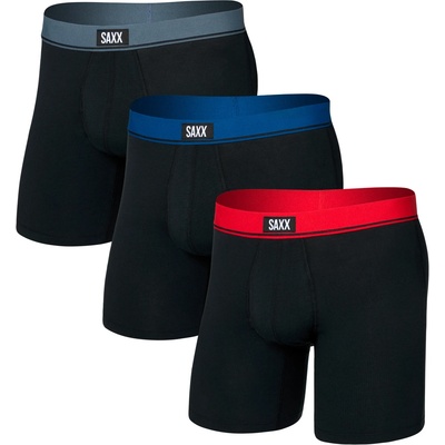 Saxx Мъжко синтетично термобельо Saxx Essential Cotton Boxer Brief Fly 3-Pack Everyday base layer - Red / Navy / Turbulence WB - размер XXL (014-2476-0314)