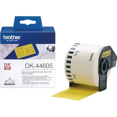 Brother Консуматив, Brother DK-44605 Yellow Continuous Length Removable Paper Tape, 62mmx30.48m, Black on Yellow (DK44605)