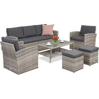 Garden Point Градински мебели Monaco Coffee 5 + 2 пуфа Garden Point светлосивите (GAP422-3PU)