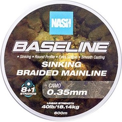 Nash Splietaná Šnúra Baseline Sinking Braid Camo 600 m 0,35 mm 18,14 kg