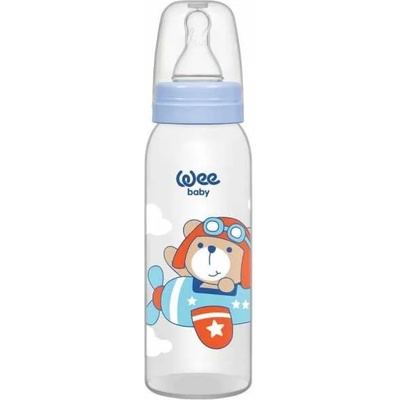 Wee Baby Бебешко шише Wee Baby Classic - 250 ml, синьо с мече пилот (852)