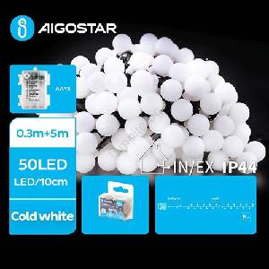 Aigostar - LED външна гирлянда 50xLED/3xAA/8 режима 5, 3 m IP44 студено бяло (AI1148)