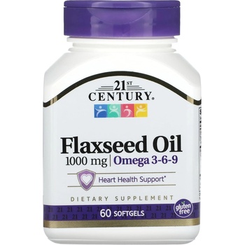 21st Century Flaxseed Oil, 1000 mg, 60 капсули, 21st Century (9145)