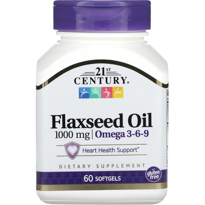 21st Century Flaxseed Oil, 1000 mg, 60 капсули, 21st Century (9145)