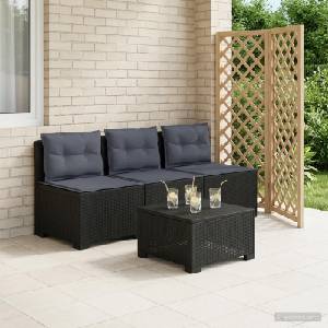 vidaXL Пейка за градина с Cushions във вид на ратан 3-местен ПП (8011979)