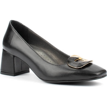 Черни дамски обувки на ток с катарама