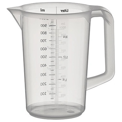 Džbánek z polypropylénu s odměrkou 1 l | APS, 30047 poloprůhledná