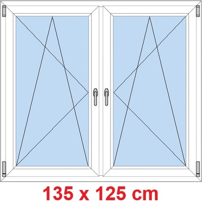 Soft Dvoukřídlé plastové okno 135x125 cm OS+OS se sloupkem Bílá
