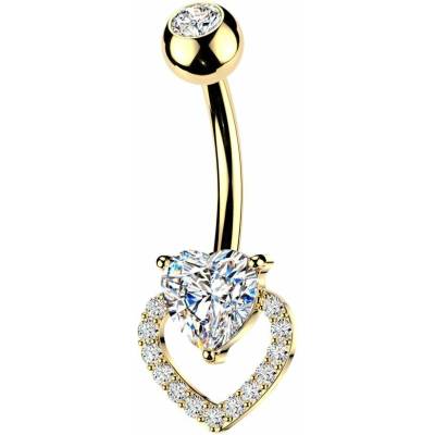 MARRE Zlacený piercing do pupíku srdce WP0123-GD