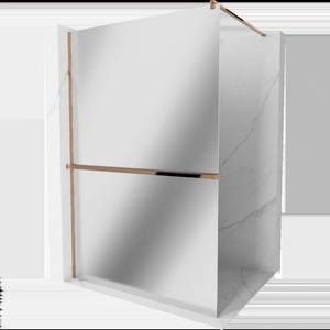 Mexen Kioto+ душ стена с рафт Walk-in 100 x 200 см, огледало, розово злато - 800-100-121-60-50 (800-100-121-60-50)
