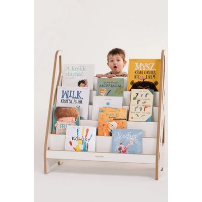 Vingo Otevřená montessori knihovna pro děti od 1 roku (bílá), 83x90 cm – Zboží Dáma